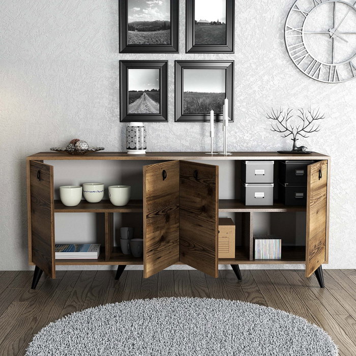 Hanah Home Elite 1616 Consola de Madera Contrachapada Recubierta de Melamina Color Nogal 180x80x45 cm